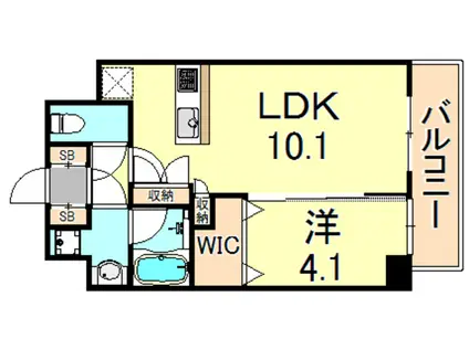 CASAFELICE今津(1LDK/6階)の間取り写真