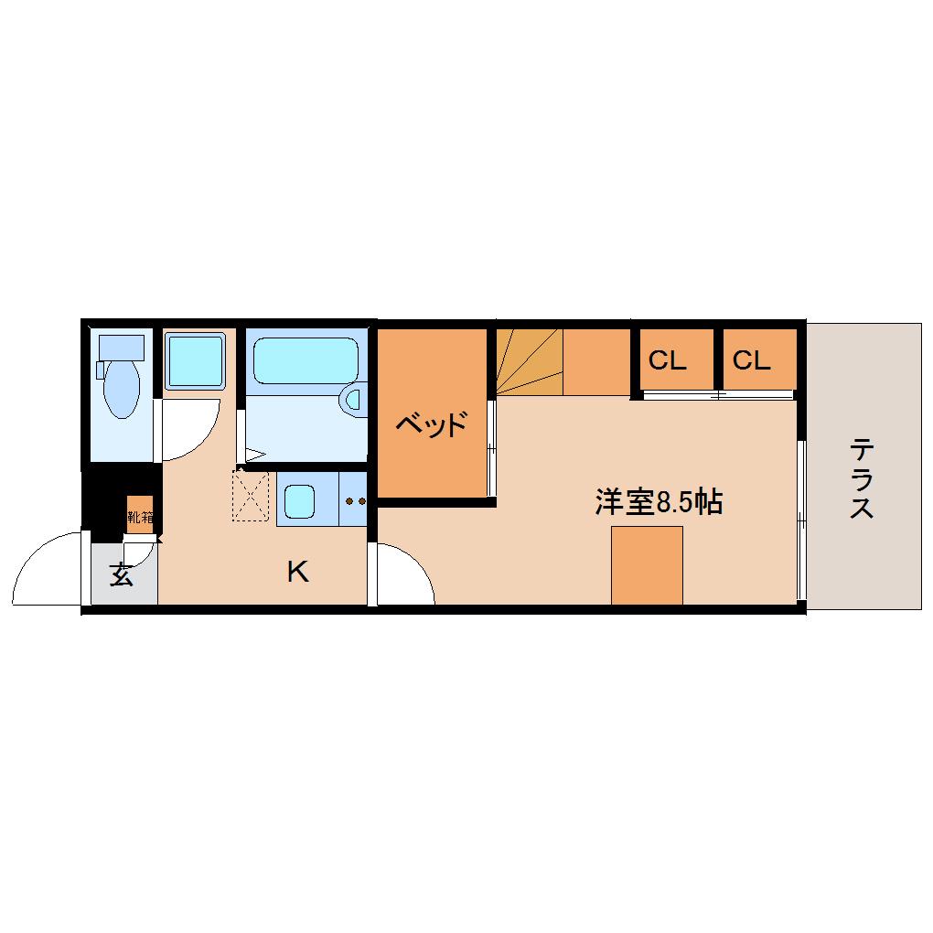 レオパレスコスモ(1K/2階)の間取り写真