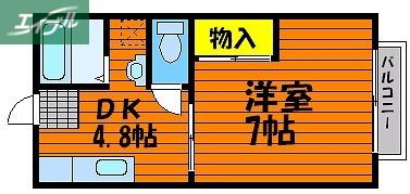 サニーハイツ奥田(1DK/2階)の間取り写真