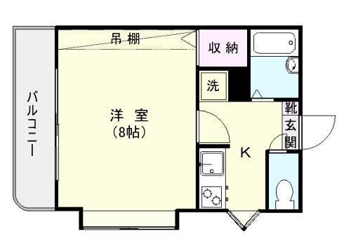 KOU TAI SHIN BUIL(1K/2階)の間取り写真