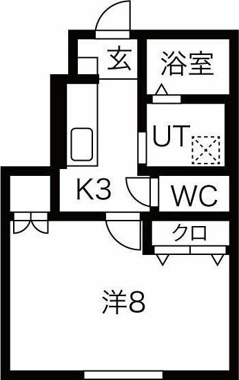 ワンリッチ上野町B(1K/1階)の間取り写真