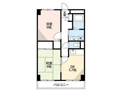キャトル白山(2DK/3階)の間取り写真