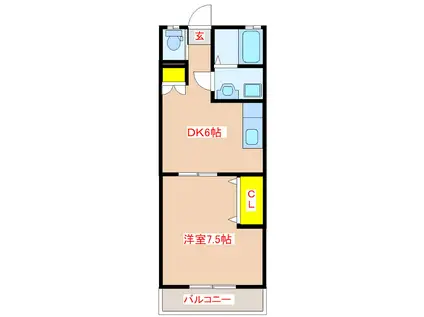 塩鶴ハイツ(1DK/3階)の間取り写真