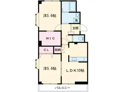 エスペランサひなた(2LDK/2階)の間取り写真