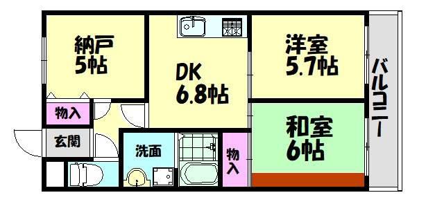 プリモディーネ高石(3DK/3階)の間取り写真
