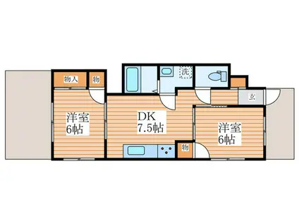 メゾン園(2DK/1階)の間取り写真