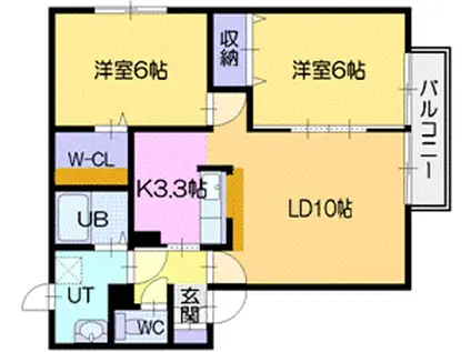 セジュール高砂A棟(2LDK/1階)の間取り写真