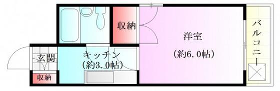 東雲本町ビル(1K/3階)の間取り写真