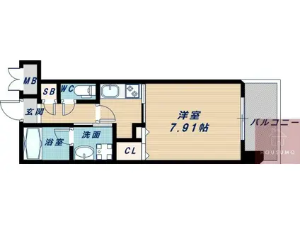 グランシス江坂(1K/9階)の間取り写真