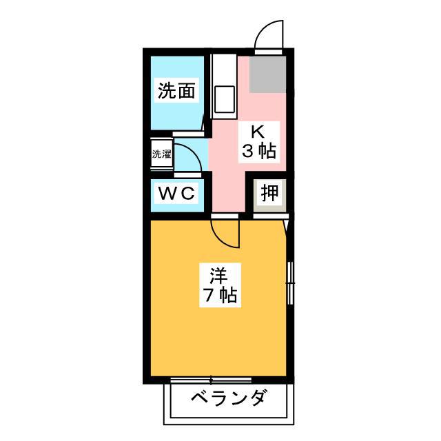 フレグランス郵とぴあD(1K/2階)の間取り写真