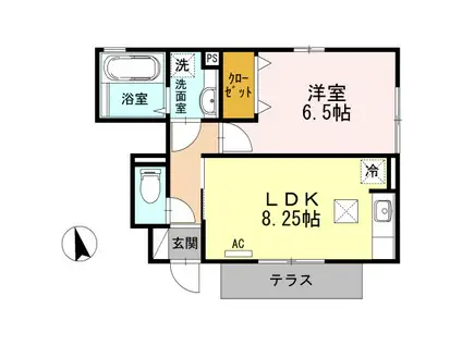 ガーネットブライト(1LDK/1階)の間取り写真
