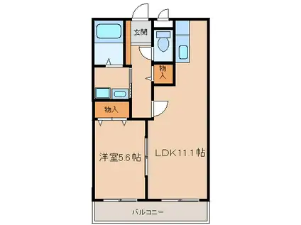 第3さくらマンション(1LDK/3階)の間取り写真
