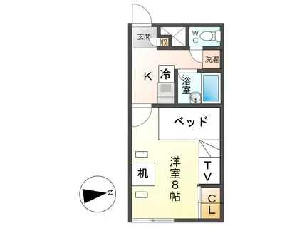 レオパレスラペ ルミエ(1K/1階)の間取り写真