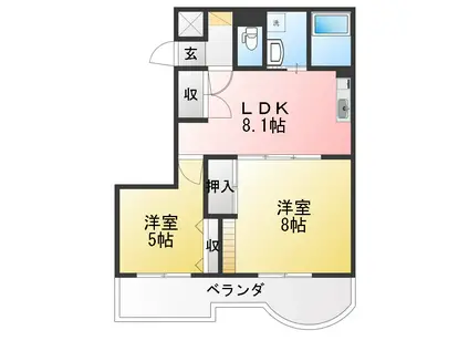 アルティザ松本(2DK/10階)の間取り写真