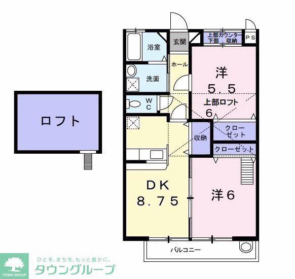 サンハイツ早野新田(2DK/2階)の間取り写真