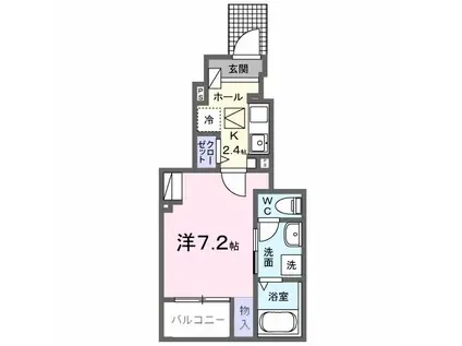 ベルソレイユ青木(1K/1階)の間取り写真