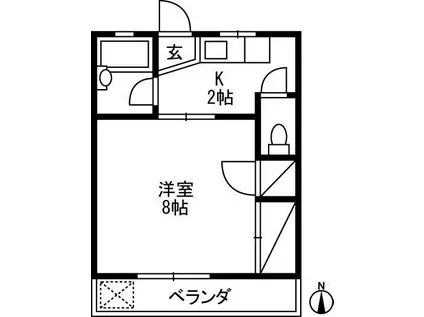 ドミール松本(1K/2階)の間取り写真