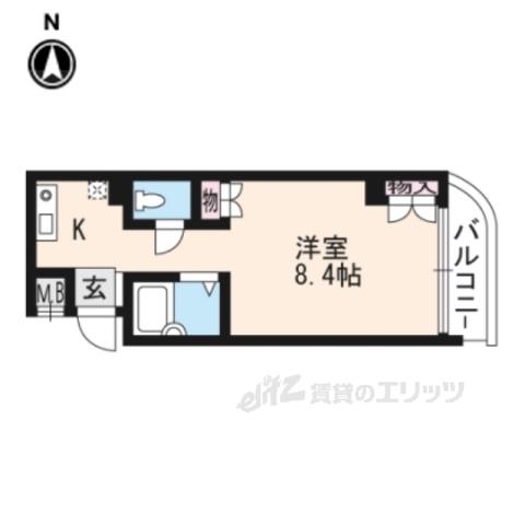 ブランネージュ四条大宮(1K/9階)の間取り写真