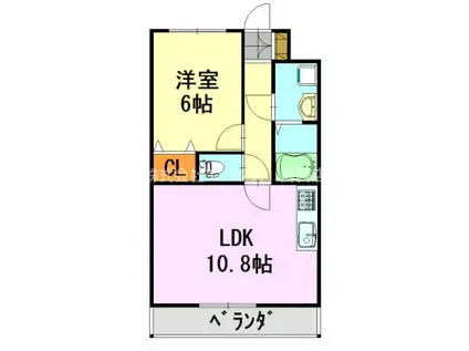 フォレストコート青葉(1LDK/2階)の間取り写真