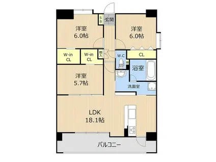 LIBTH平成駅前(3LDK/10階)の間取り写真