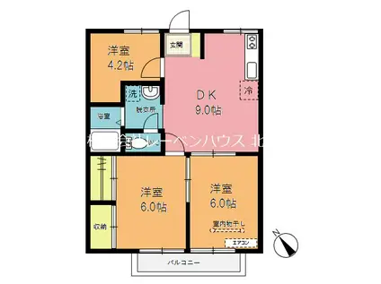 グリーンパーク(3DK/2階)の間取り写真