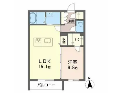 グランデュオ イースト(1LDK/2階)の間取り写真