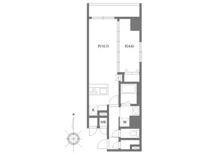 ハーモニーレジデンスグローバルキャピタル(1LDK/9階)の間取り写真