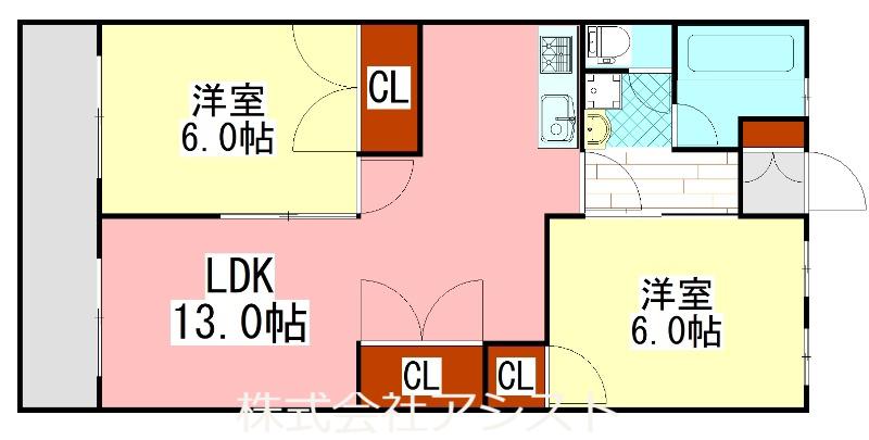 YEビル(2LDK/2階)の間取り写真