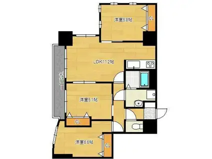 MDIロイヤルレジデンス大手町(3LDK/2階)の間取り写真