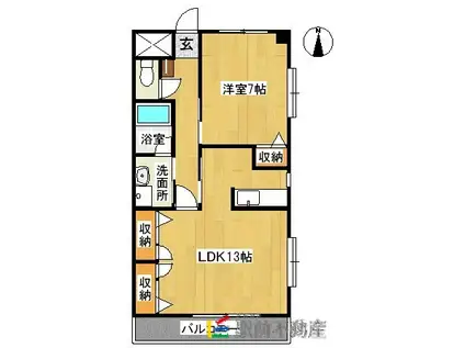 ソフィアガーデン小森野(1LDK/3階)の間取り写真