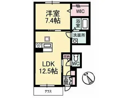 コフレC棟(1LDK/1階)の間取り写真
