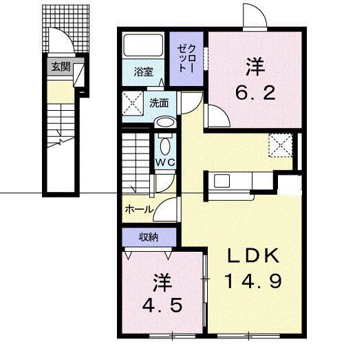 シャイニスターVII(2LDK/2階)の間取り写真