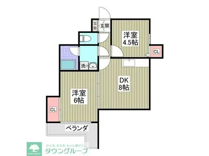タカマリマンション(2DK/1階)の間取り写真