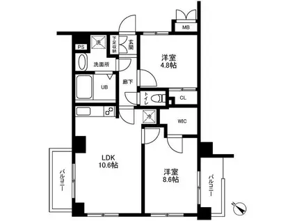 マイキャッスル中目黒II(2LDK/2階)の間取り写真