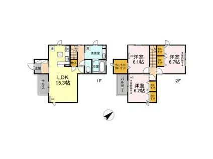 ウエストデール パーク(3LDK/1階)の間取り写真