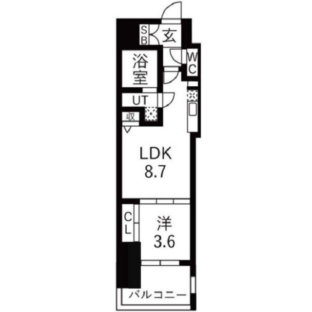 ミラージュパレス本町DEPART(1LDK/14階)の間取り写真