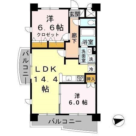 リュイール桃山台(2LDK/2階)の間取り写真
