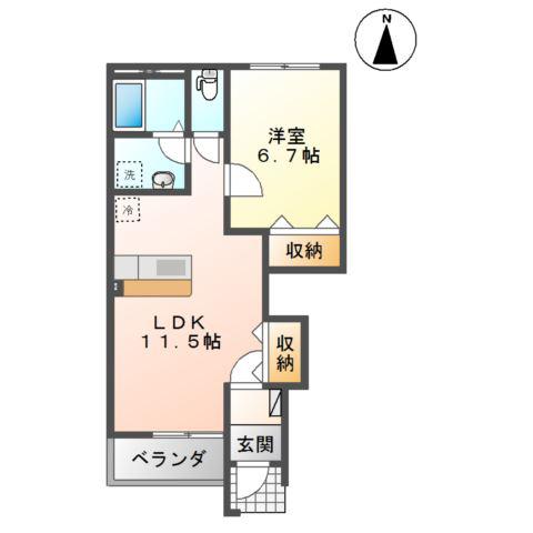 ガーデンハイム椿(1LDK/1階)の間取り写真