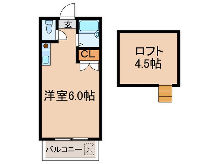 アーニスト学園町(ワンルーム/2階)の間取り写真