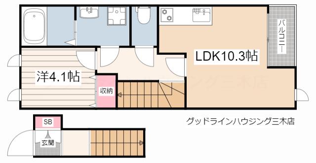 アステール(1LDK/2階)の間取り写真