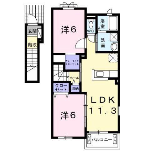フェリアーナ(2LDK/2階)の間取り写真