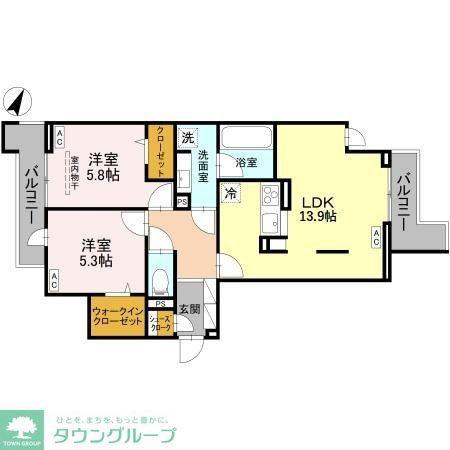 ラ・グリシーヌ・レーブ(2LDK/3階)の間取り写真