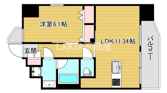 プレジオ都島ASIAN(1LDK/14階)の間取り写真