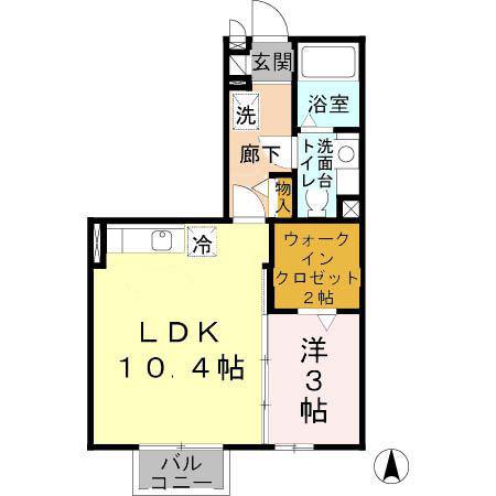 アヴァント(1LDK/2階)の間取り写真