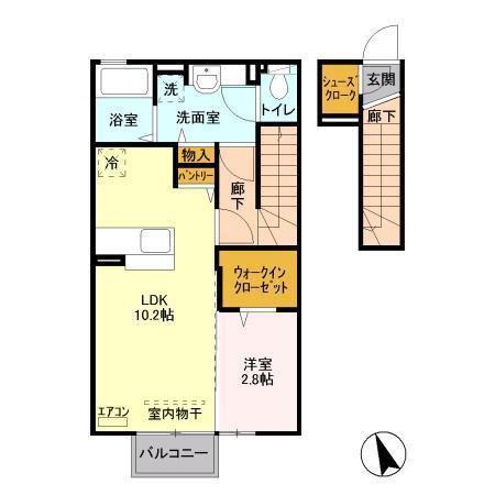 伊佐山ハイツ(1LDK/2階)の間取り写真