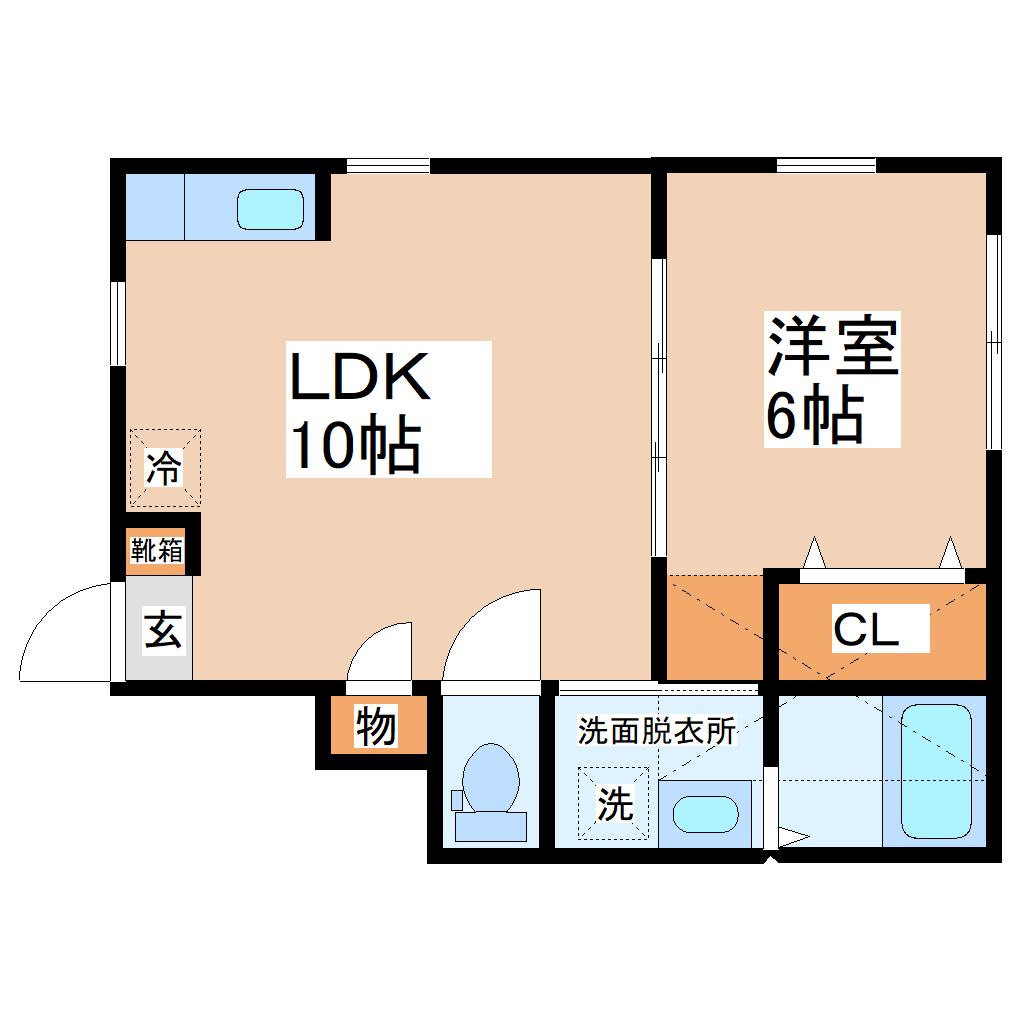 カーサフォレスタウエスト(1LDK/1階)の間取り写真
