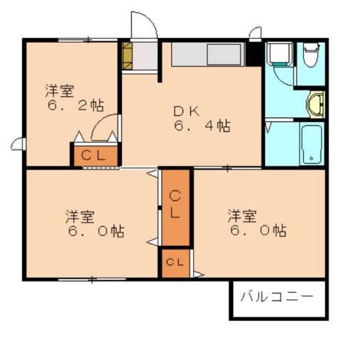 NEW ELDEM彩A(3DK/1階)の間取り写真