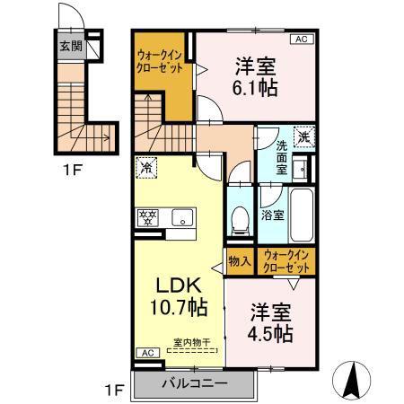 EPIS 広田(2LDK/2階)の間取り写真