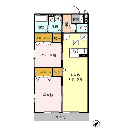 サニーハイツ(2LDK/1階)の間取り写真
