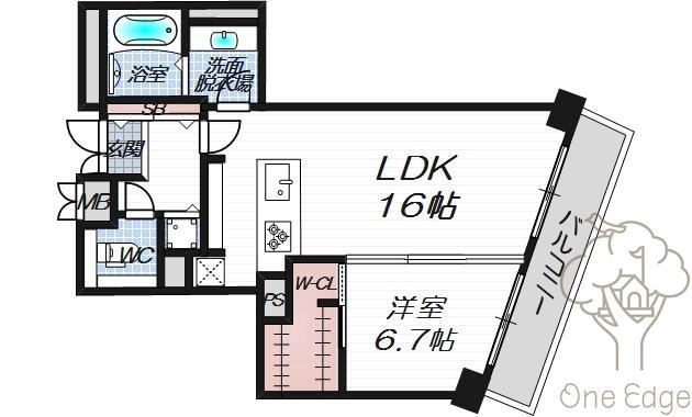 CHASKA CHAYAMACHI RESIDENCE(1LDK/14階)の間取り写真